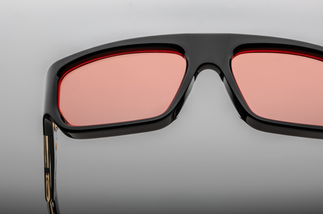 Optical from Jacques Marie Mage Collection Modele Vicious in color Black with Fluorescent orange CR39 lens