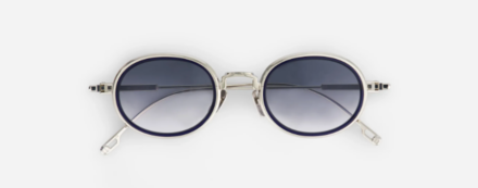 Sunglasses from Sato eyewear collection model Acamar Titanium Dark blue Takiron with gradient blue lens