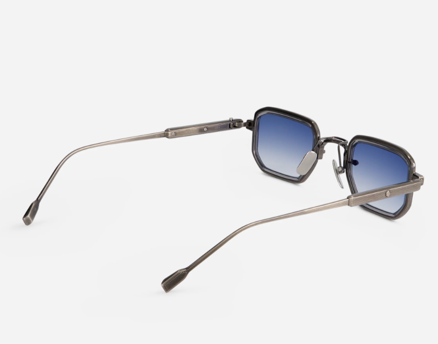 Sunglasses from Sato eyewear collection model Deneb Titanium Crystal grey rim with gradient blue lens