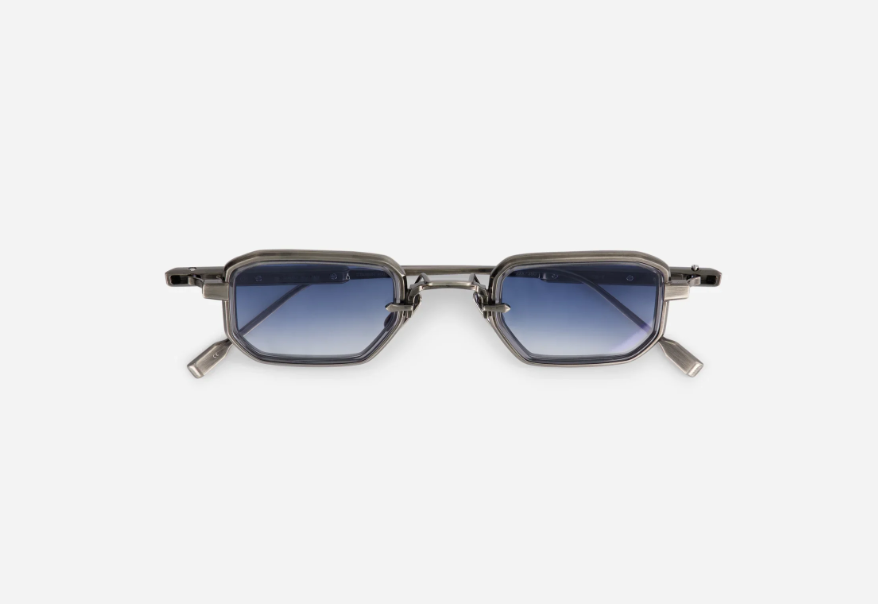 Sunglasses from Sato eyewear collection model Deneb Titanium Crystal grey rim with gradient blue lens