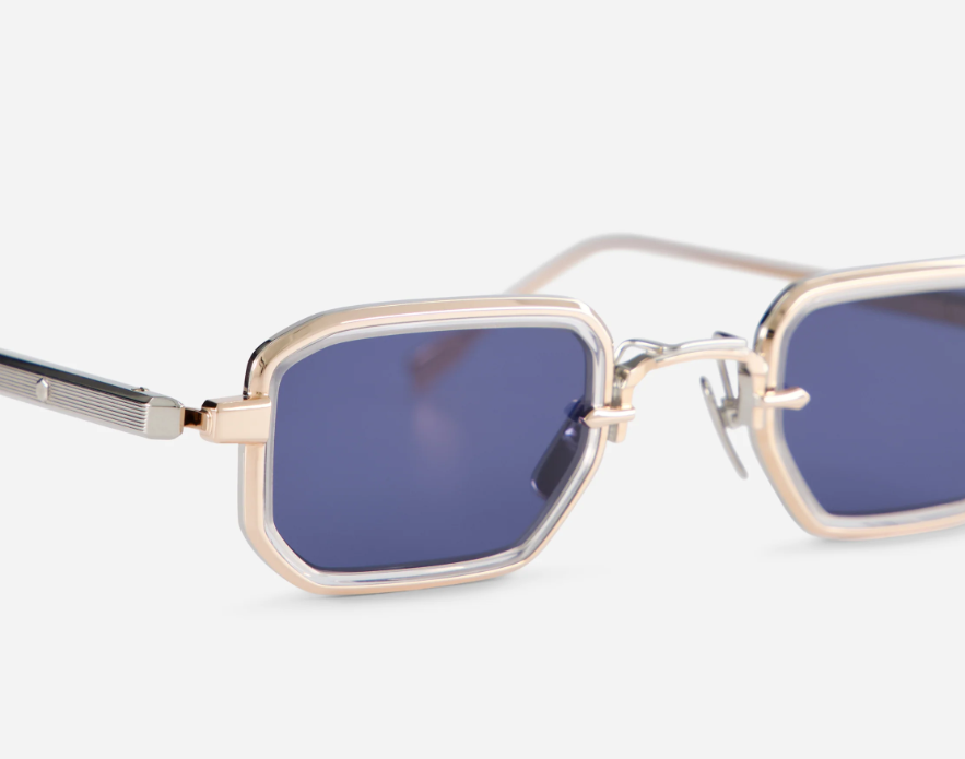 Sunglasses from Sato eyewear collection model Deneb Titanium Crystal Takiron with blue lens