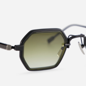 Sunglasses from Sato eyewear collection model Hadar Titanium Green Olive Takiron with gradient green lens