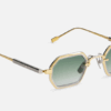 Sunglasses from Sato eyewear collection model Hadar Titanium Crystal Takiron with gradient green lens