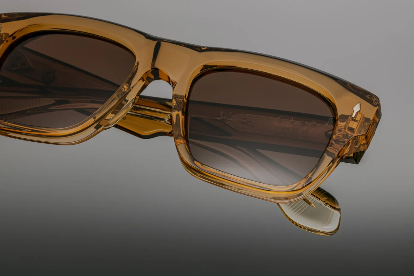 Sunglasses Model Cash in Ocre with Sweet Brown lenses in collaboration with Jhonny Cash For Jacques Marie Mage