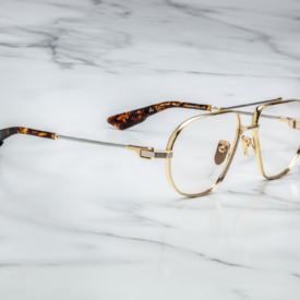 Optical frame model Hollywood in color Gold in collaboration with George Cortina for Jacques Marie Mage