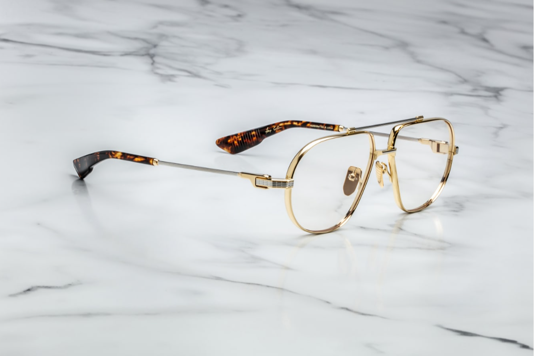 Optical frame model Hollywood in color Gold in collaboration with George Cortina for Jacques Marie Mage