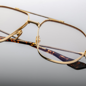 Optical frame model Hollywood in color Gold in collaboration with George Cortina for Jacques Marie Mage