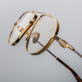 Optical frame model Hollywood in color Gold in collaboration with George Cortina for Jacques Marie Mage