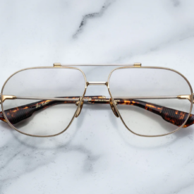 Optical frame model Hollywood in color Gold in collaboration with George Cortina for Jacques Marie Mage