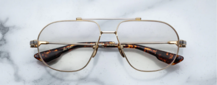 Optical frame model Hollywood in color Gold in collaboration with George Cortina for Jacques Marie Mage