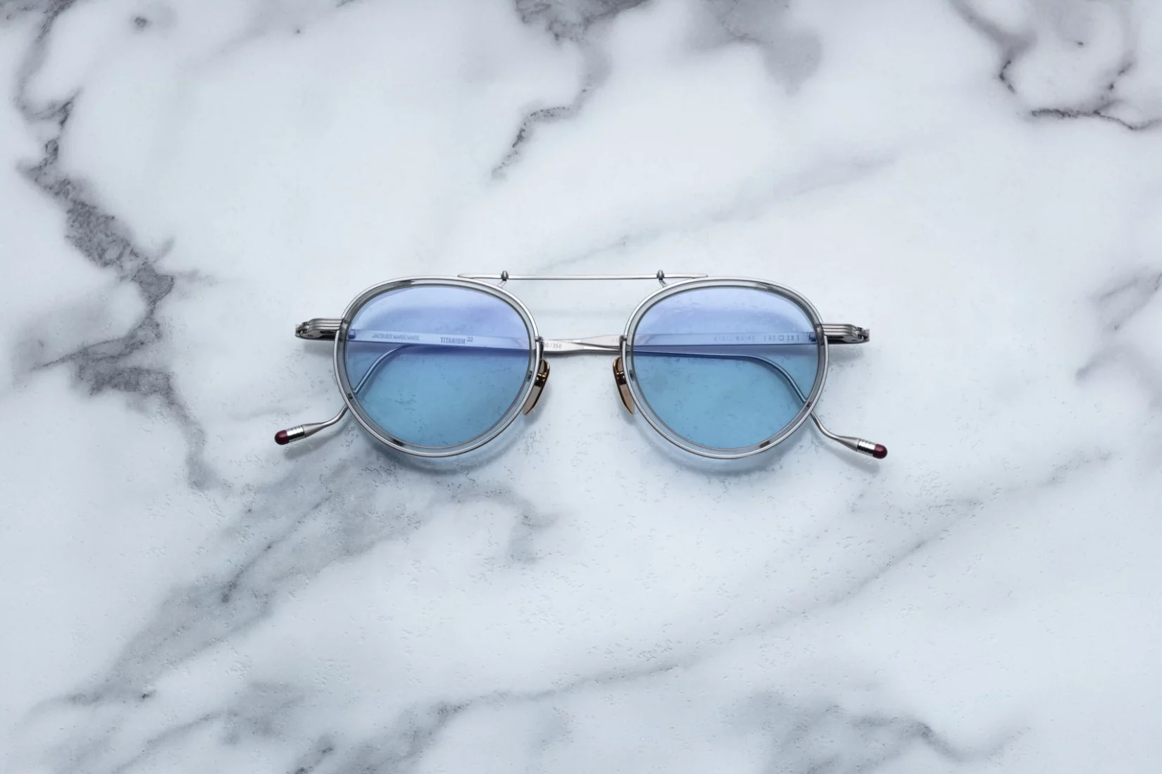 Sunglasses Model Apollinaire in Color Fog with Blue Bird lenses from Jacques Marie Mage