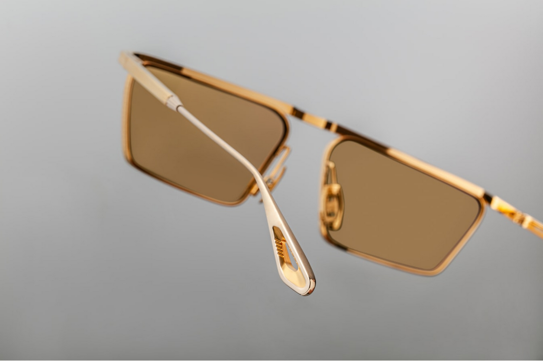 Sunglasses Model Bogart in Gold with Sepia lenses from Jacques Marie Mage