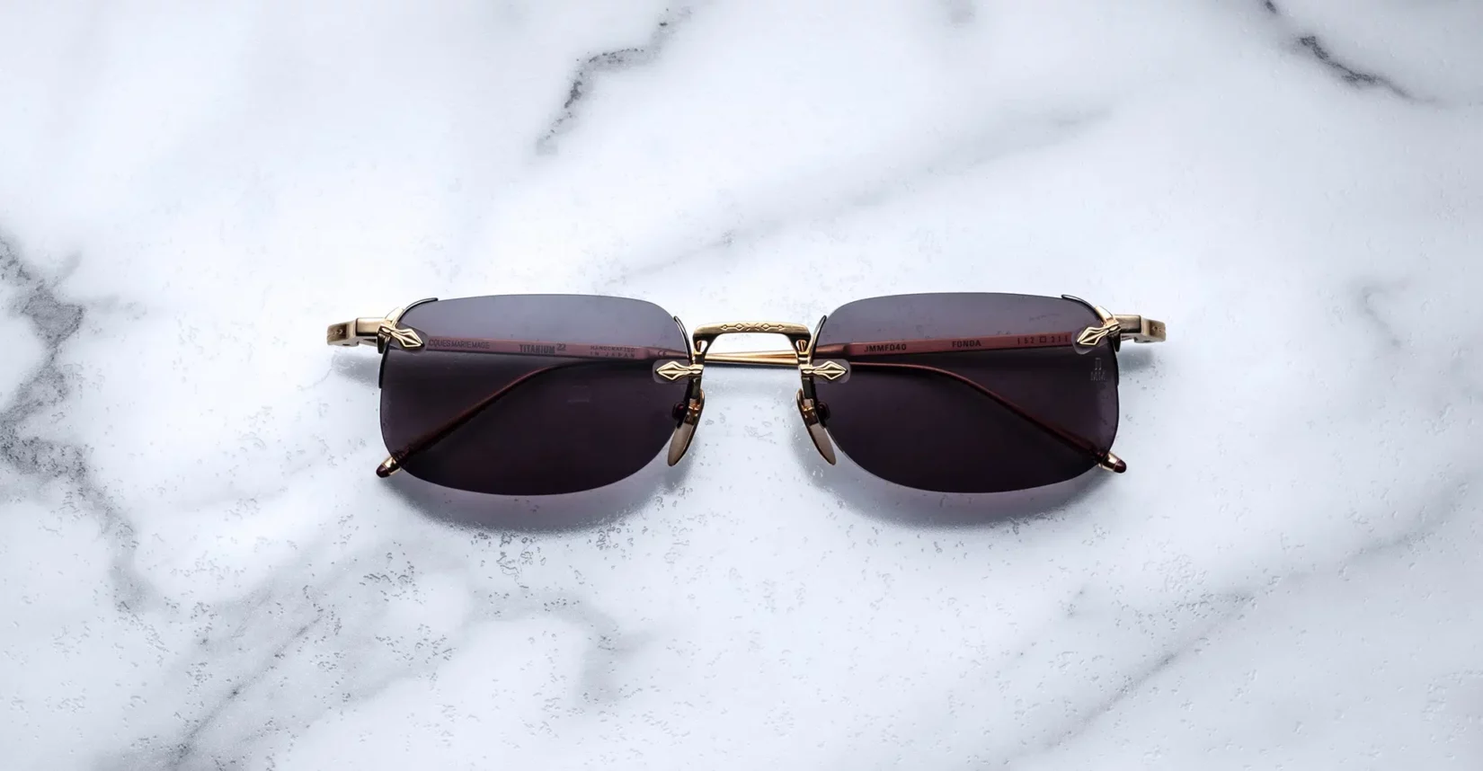 Sunglasses Frame Model Fonda in Color GOld with Charcoal Lenses from Jacques Marie Mage