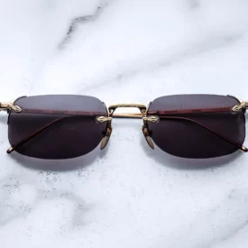 Sunglasses Frame Model Fonda in Color GOld with Charcoal Lenses from Jacques Marie Mage