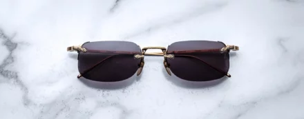 Sunglasses Frame Model Fonda in Color GOld with Charcoal Lenses from Jacques Marie Mage