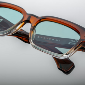 Sunglasses Model Molino 55 in Color Hickory Fade with Turquoise lenses from Jacques Marie Mage