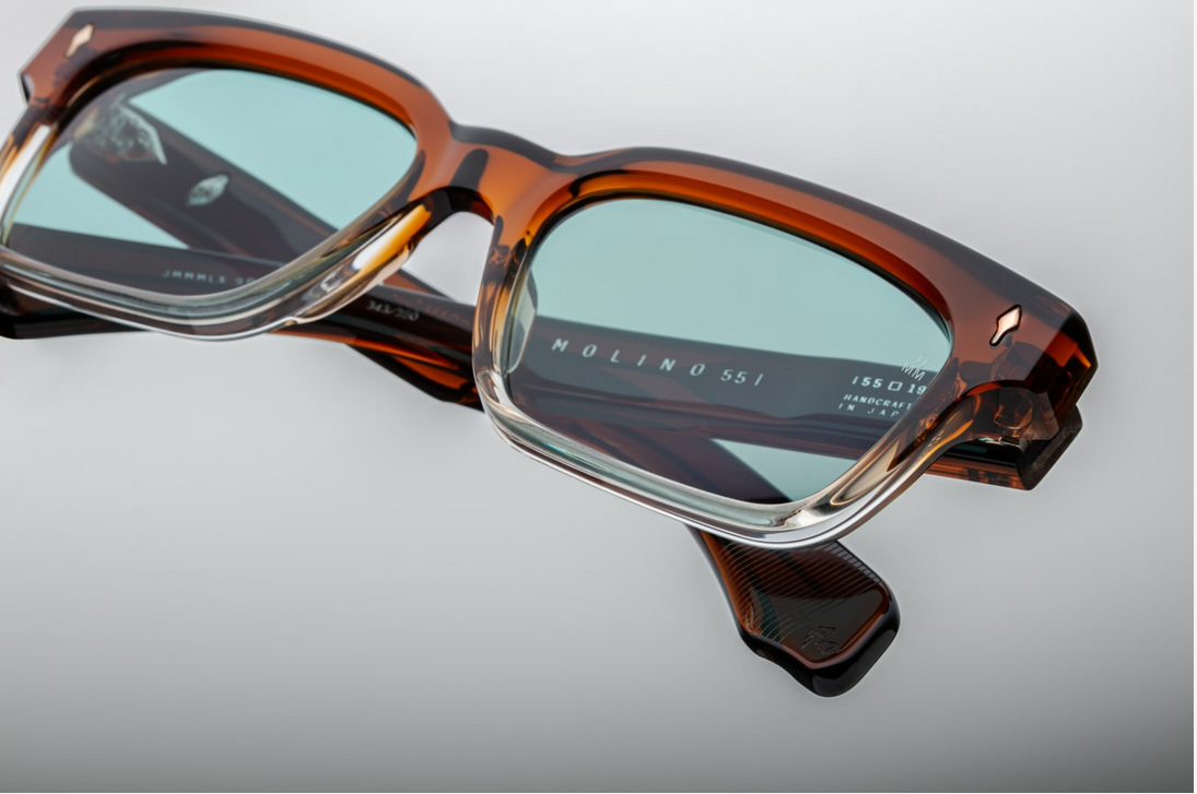 Sunglasses Model Molino 55 in Color Hickory Fade with Turquoise lenses from Jacques Marie Mage