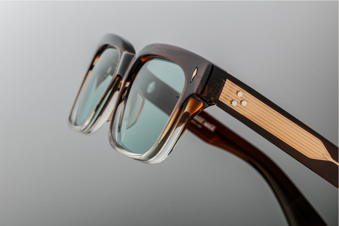 Sunglasses Model Molino 55 in Color Hickory Fade with Turquoise lenses from Jacques Marie Mage