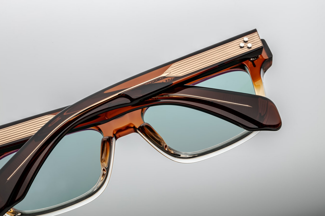 Sunglasses Model Molino 55 in Color Hickory Fade with Turquoise lenses from Jacques Marie Mage