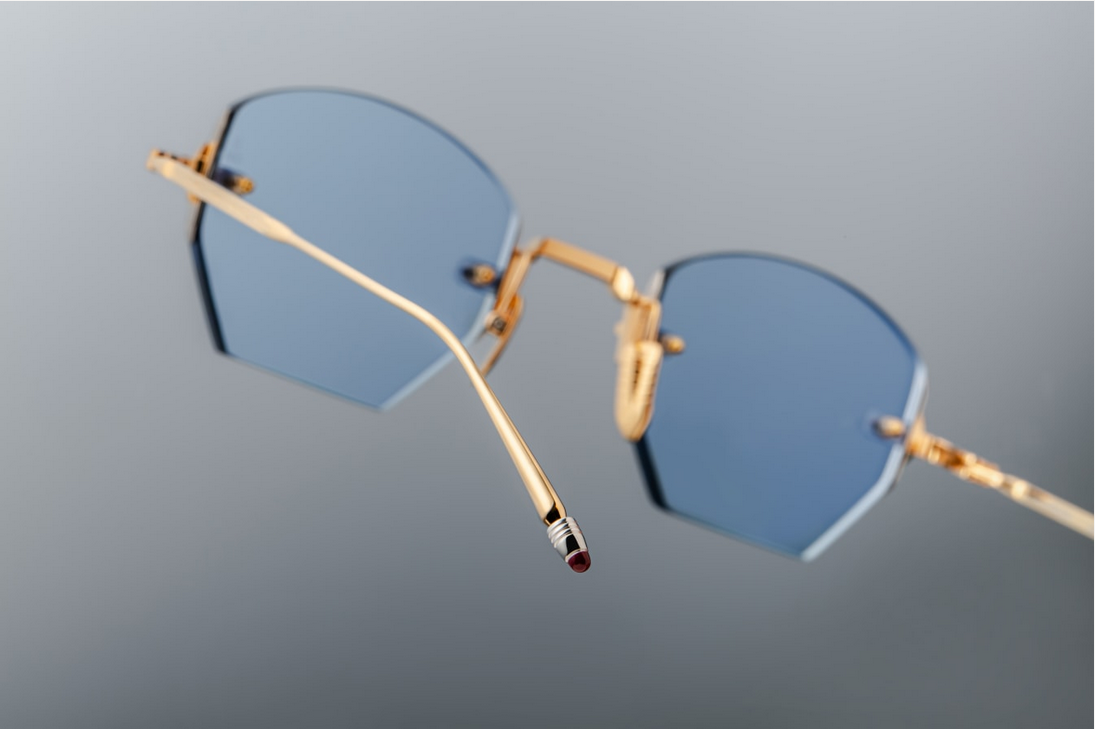 Sunglasses model Oatman in color Gold with Star Blue lenses from Jacques Marie Mage