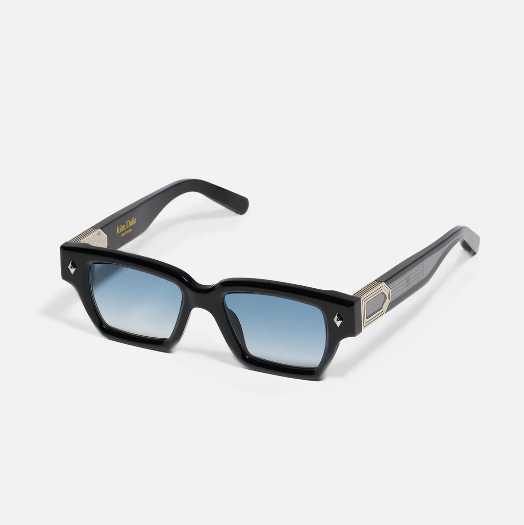 Sunglasses Model Project 3 in Color Shiny Black with Clear Blue Gradient lenses from John Dalia