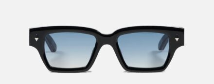 Sunglasses Model Project 3 in Color Shiny Black with Clear Blue Gradient lenses from John Dalia