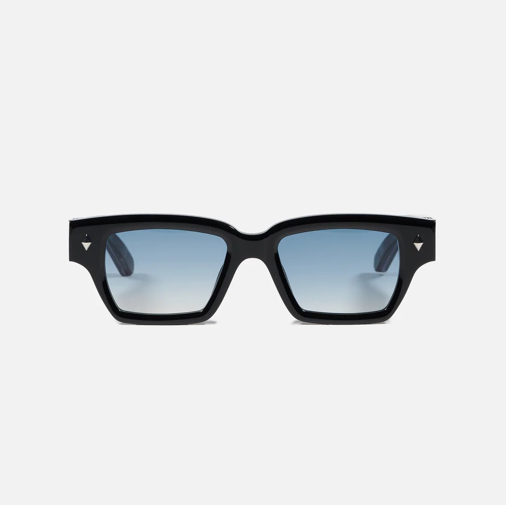 Sunglasses Model Project 3 in Color Shiny Black with Clear Blue Gradient lenses from John Dalia