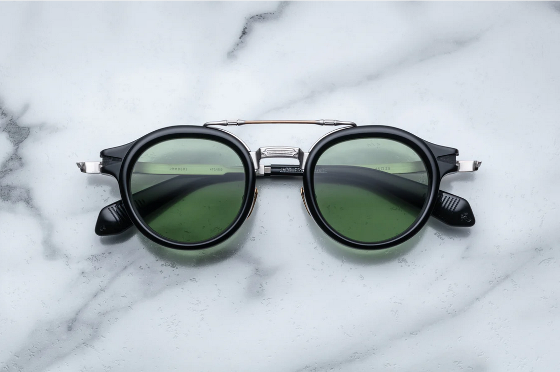 Sunglasses Model Delage in Color Noir with Green lenses from Jacques Marie Mage