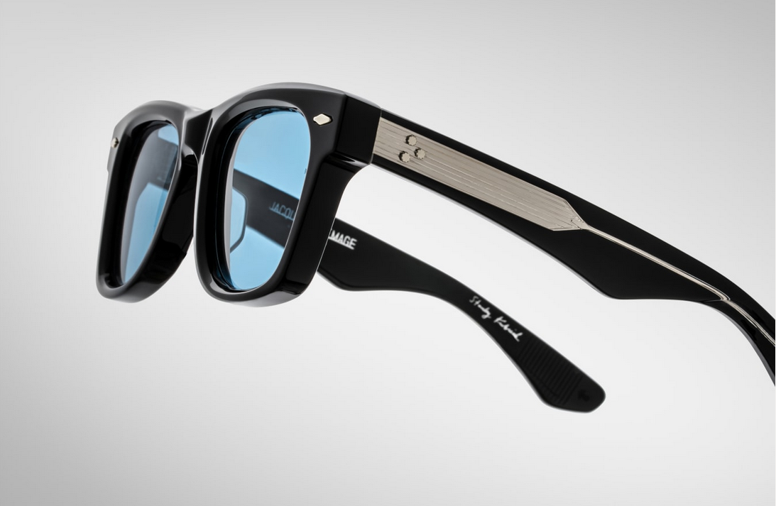 Sunglasses Model Heywood in color Black with Azure lenses in collaboration with Stanley Kubrick for Jacques Marie Mage