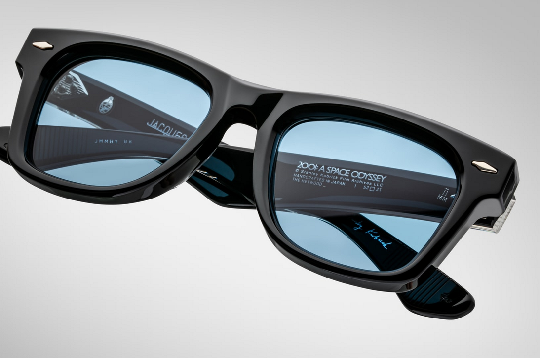 Sunglasses Model Heywood in color Black with Azure lenses in collaboration with Stanley Kubrick for Jacques Marie Mage