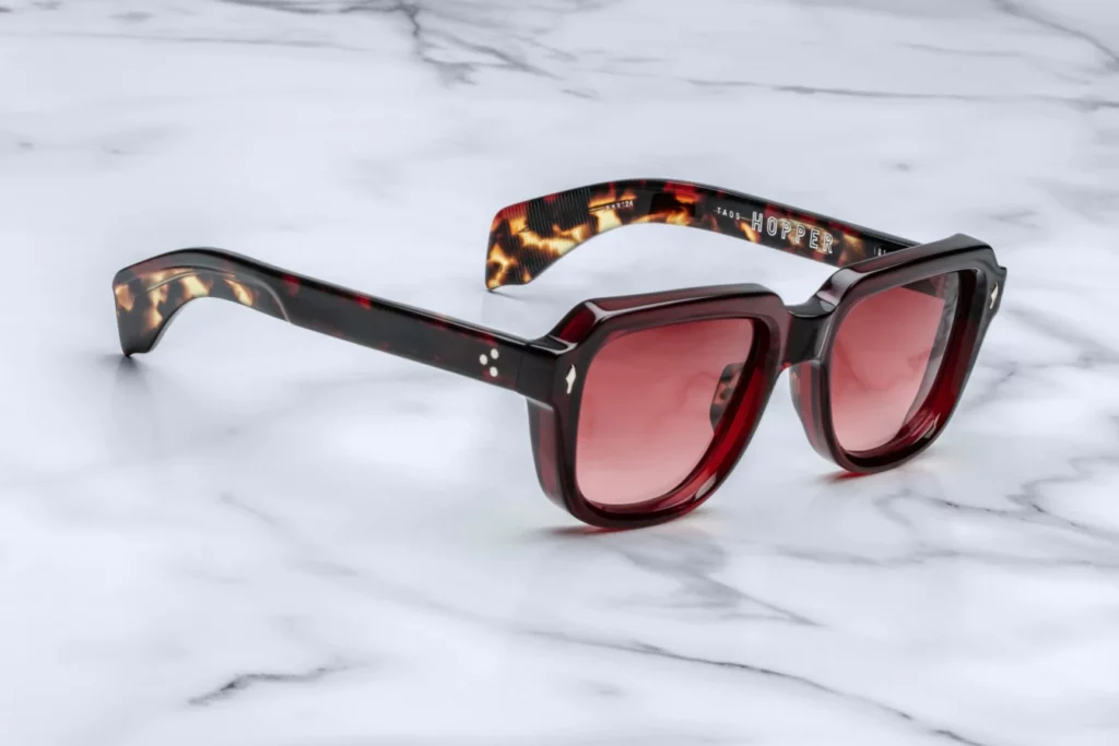 Sunglasses Model Taos in Color Burgundy with Rose Gradient lenses from Jacques Marie Mage