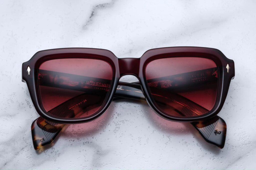 Sunglasses Model Taos in Color Burgundy with Rose Gradient lenses from Jacques Marie Mage