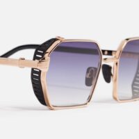 Sunglasses model Dennis in Color Rose Gold with Dark Blue Gradient lenses from John Dalia