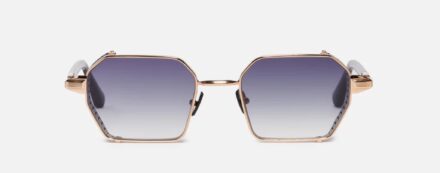 Sunglasses model Dennis in Color Rose Gold with Dark Blue Gradient lenses from John Dalia