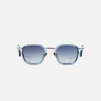 Sunglasses Model Leo in Ruthenium & Blue Acetate with Clear Blue Gradient lenses from John Dalia