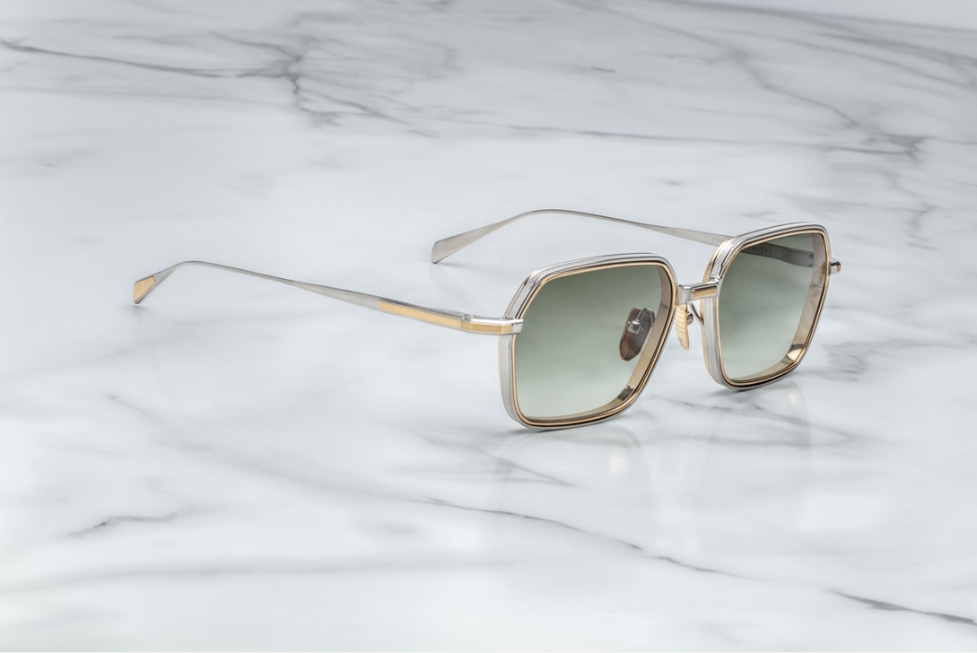 Sunglasses Model Admiral in Silver with Light Bottle Green lenses from Jacques Marie Mage