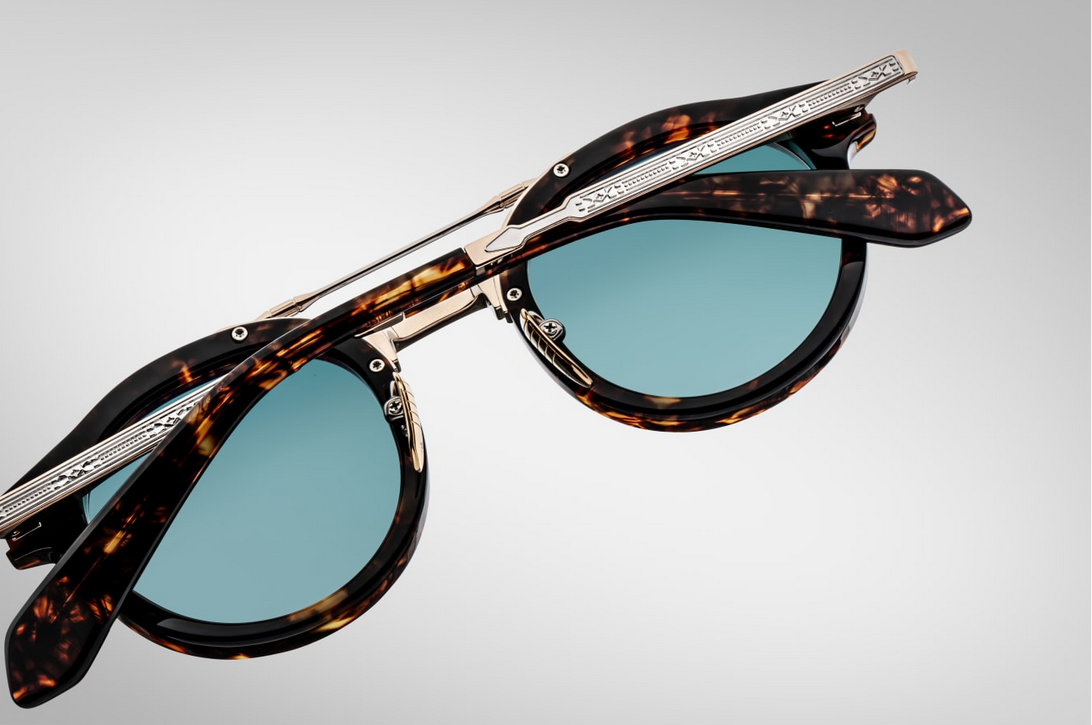 Sunglasses Model Delage in Color Beau with Dark Turquoise Gradient lenses from Jacques Marie Mage