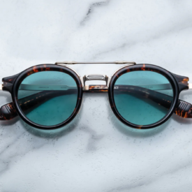 Sunglasses Model Delage in Color Beau with Dark Turquoise Gradient lenses from Jacques Marie Mage