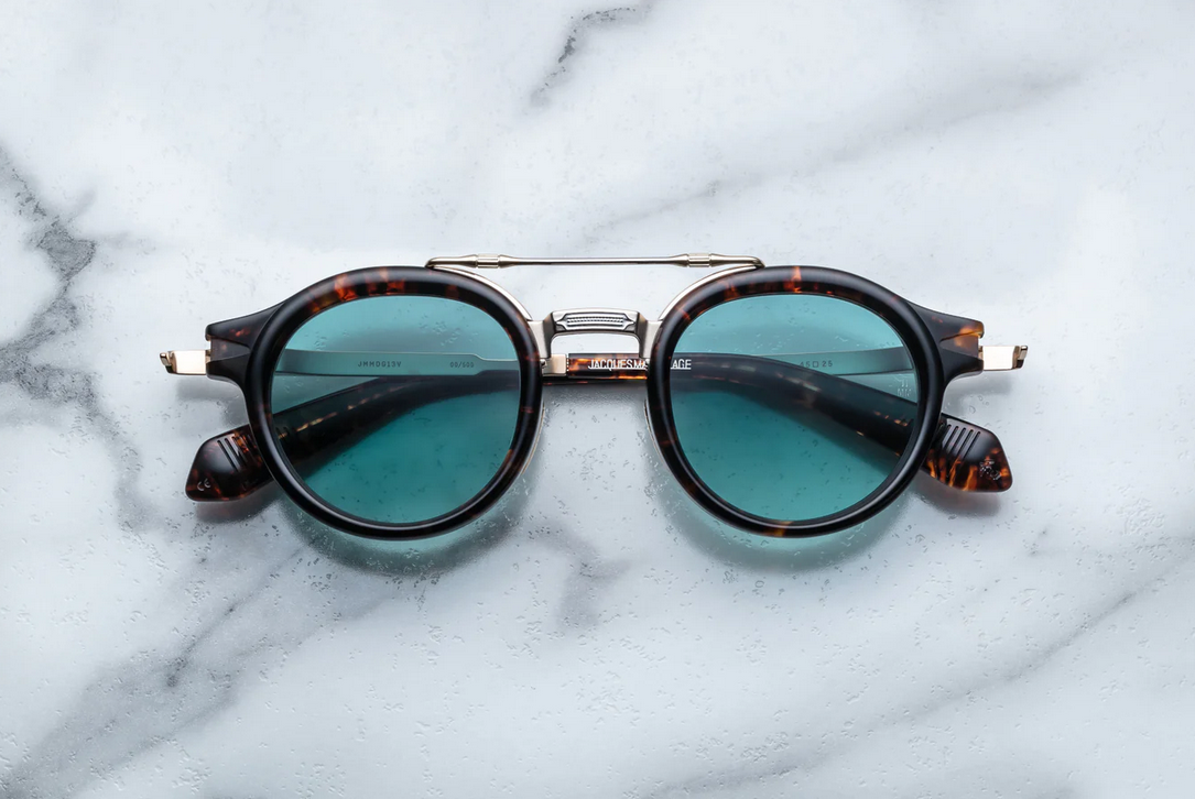 Sunglasses Model Delage in Color Beau with Dark Turquoise Gradient lenses from Jacques Marie Mage