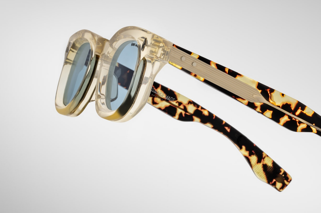 Sunglasses Model Devaux Decade Collection in color Dun with K24 Vintage Blue Lenses from Jacques Marie Mage