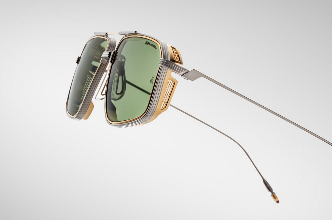 Sunglasses Model Jagger Decade Collection in Color Electrum with Midori Glass lenses from Jacques Marie Mage