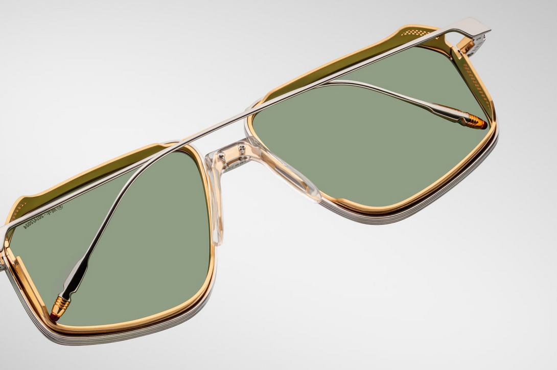 Sunglasses Model Jagger Decade Collection in Color Electrum with Midori Glass lenses from Jacques Marie Mage