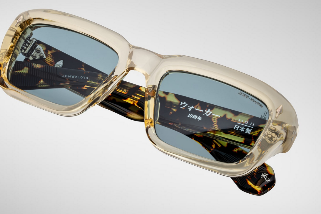 Sunglasses Model Walker Decade Collection in Color Dun with Vintage Blue Lenses from Jacques Marie Mage