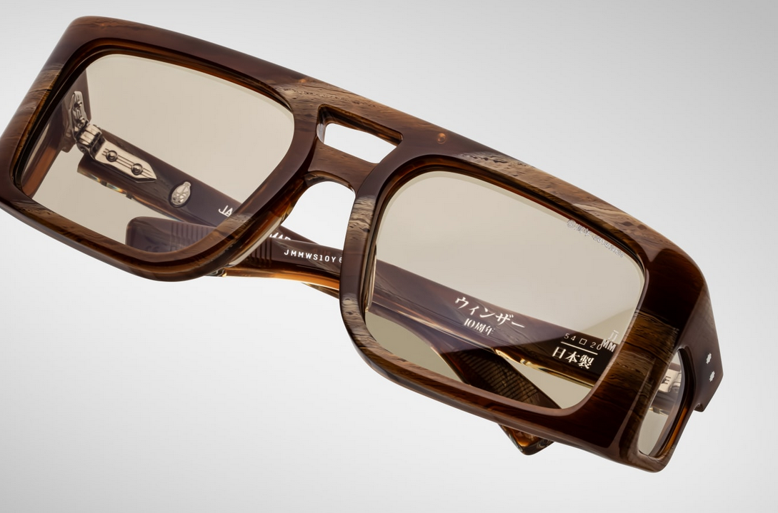 Sunglasses Model Windsor Decade Collection in Color Bark Horn with Khaki lenses from Jacques Marie Mage