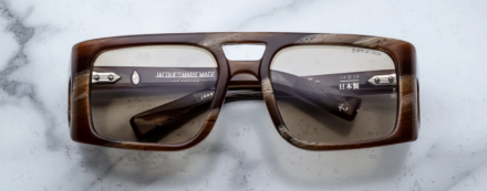 Sunglasses Model Windsor Decade Collection in Color Bark Horn with Khaki lenses from Jacques Marie Mage