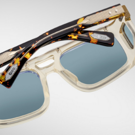 Sunglasses Model Windsor Decade Collection in Color Dun with Vintage Blue lenses from Jacques Marie Mage