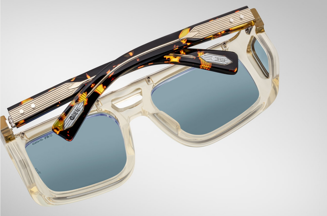 Sunglasses Model Windsor Decade Collection in Color Dun with Vintage Blue lenses from Jacques Marie Mage