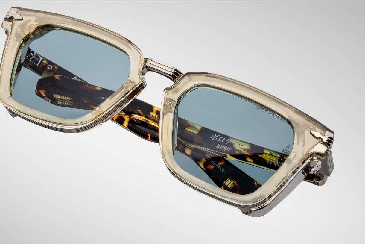 Sunglasses Model Borodino Decade collection in Color Dun with Vintage Blue lenses from Jacques Marie Mage