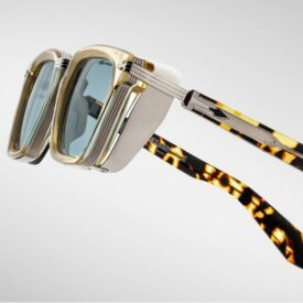 Sunglasses Model Borodino Decade collection in Color Dun with Vintage Blue lenses from Jacques Marie Mage