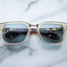 Sunglasses Model Borodino Decade collection in Color Dun with Vintage Blue lenses from Jacques Marie Mage